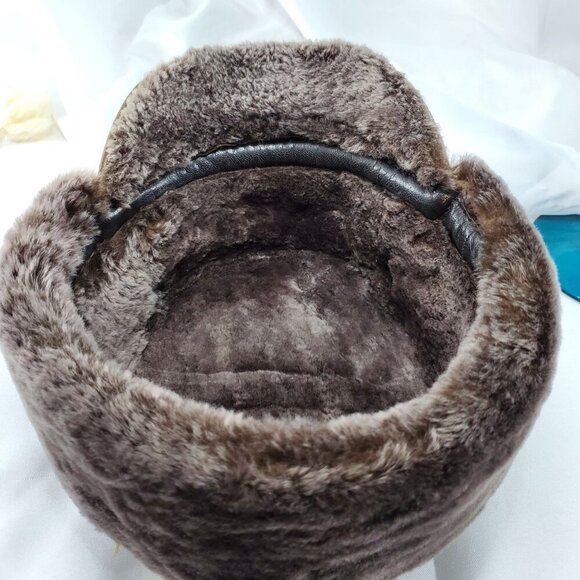 Ricardo BH Brown Leather Aviator Hat With Faux Fur Lining Elmer Fudd Ear flaps - Picture 13 of 16
